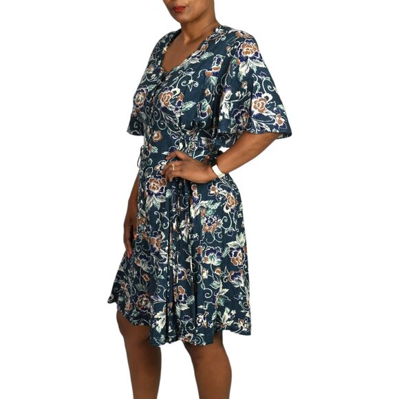 Vintage Floral Romper Green Rayon Playsuit Adjustable Corset Waist Plus Size 14 - Picture 9 of 16